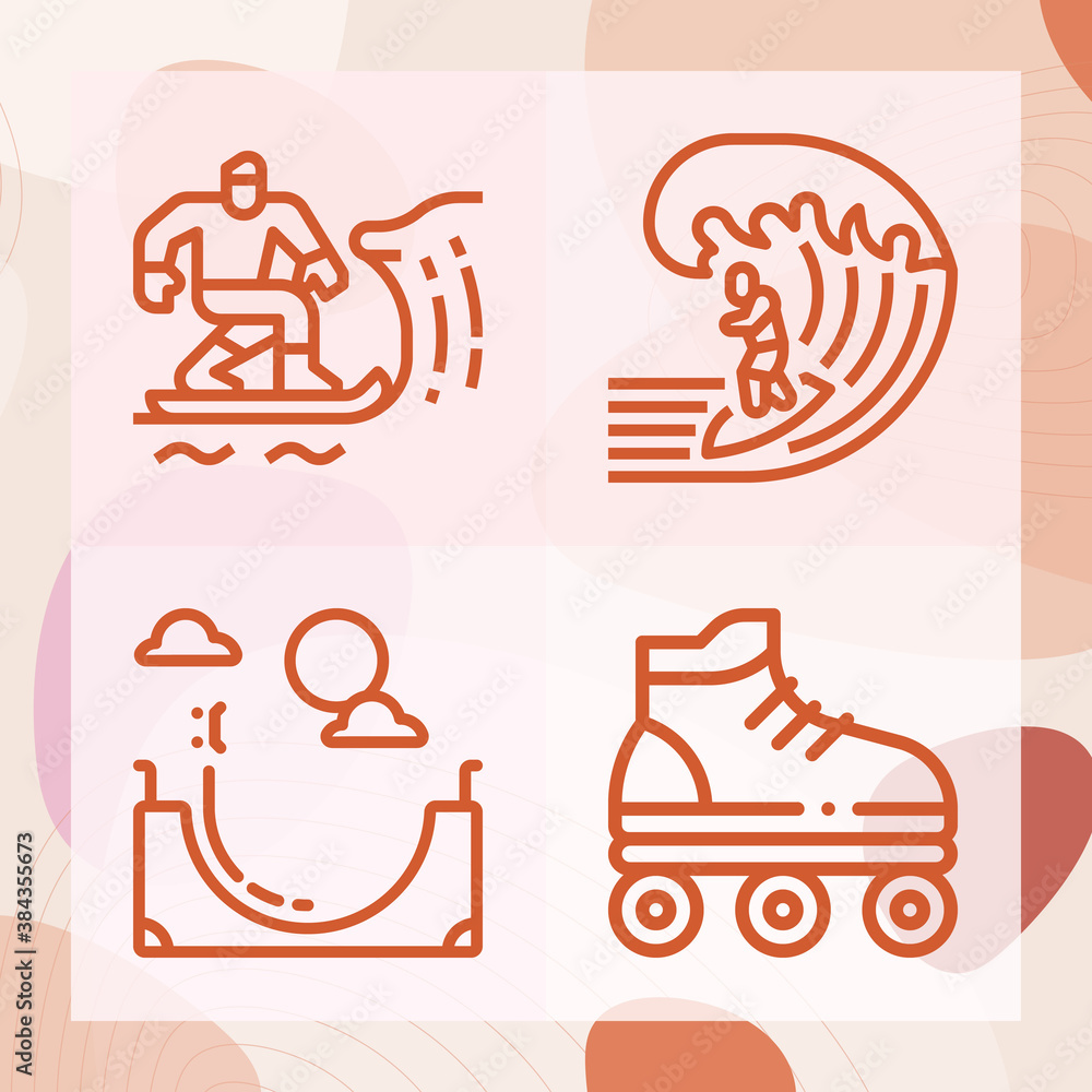 Simple set of endings related lineal icons Simple set of endings related lineal icons