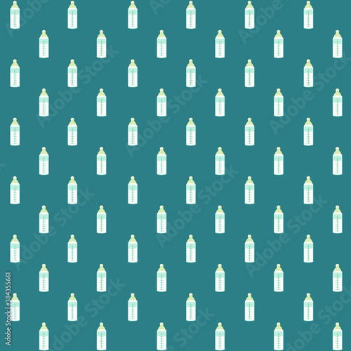 white milk bottle with nipple and blue background repeat pattern
