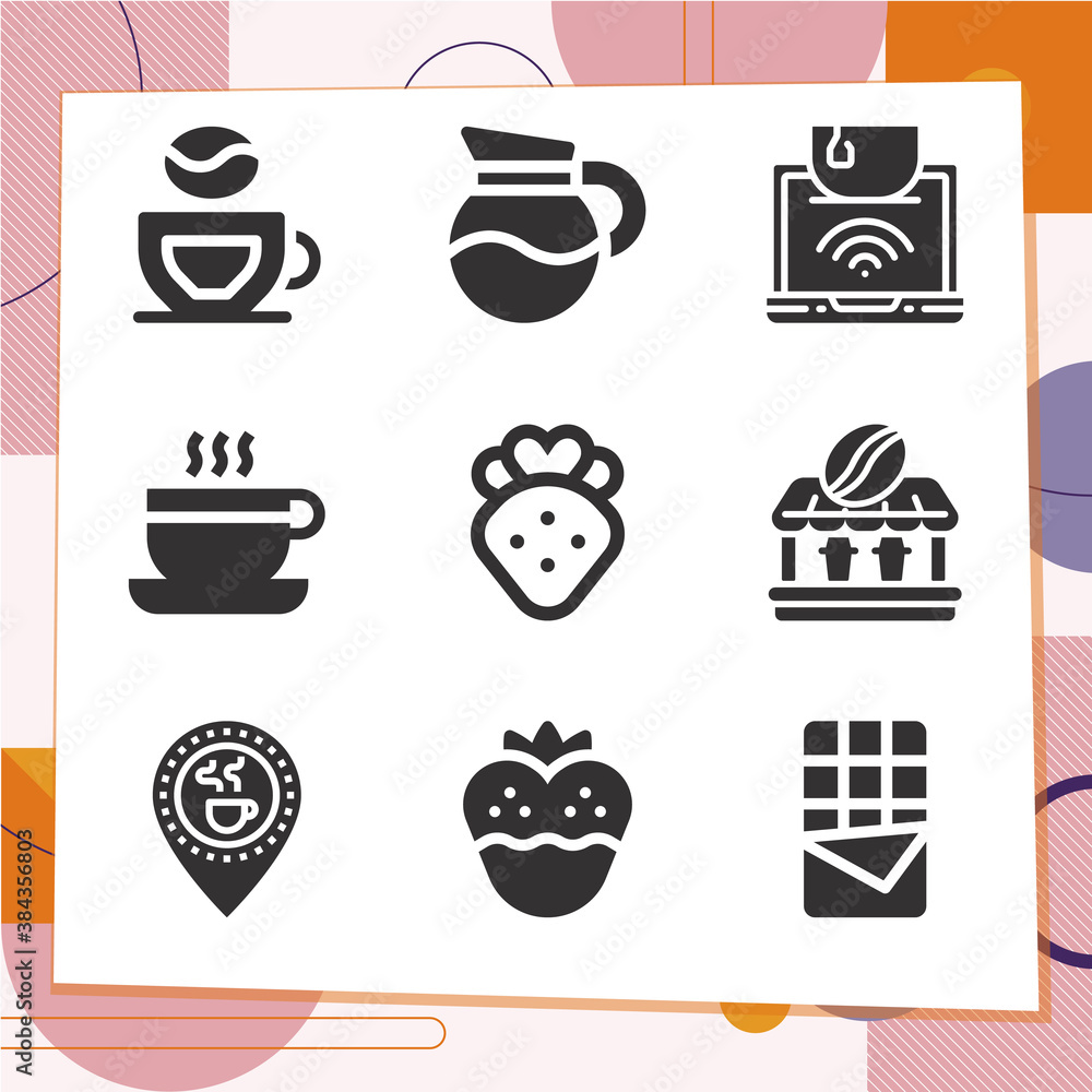 Simple set of 9 icons related to deep brown Simple set of 9 icons related to deep brown