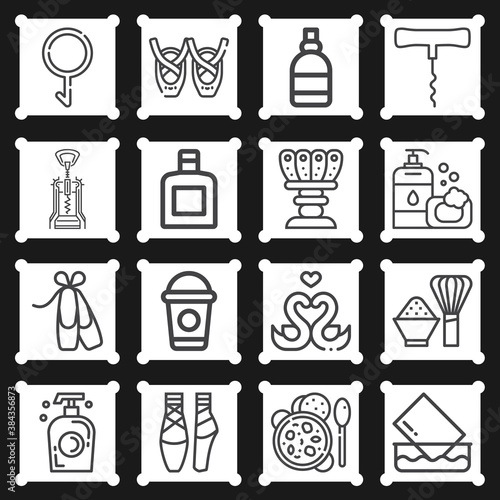 16 pack of graceful  lineal web icons set