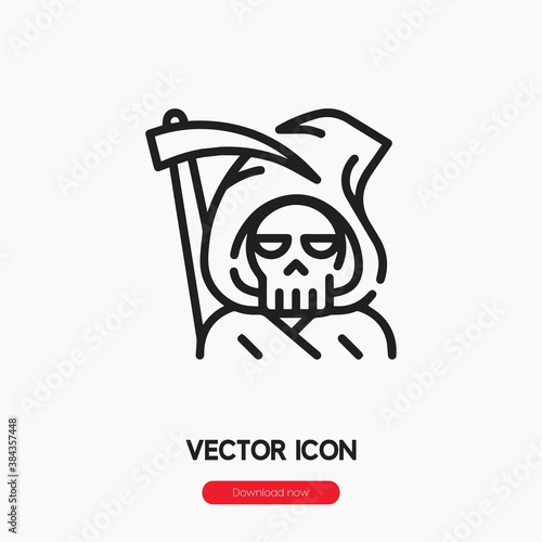 grim reaper icon vector. Linear style sign for mobile concept and web design. grim reaper symbol illustration. Pixel vector graphics - Vector.