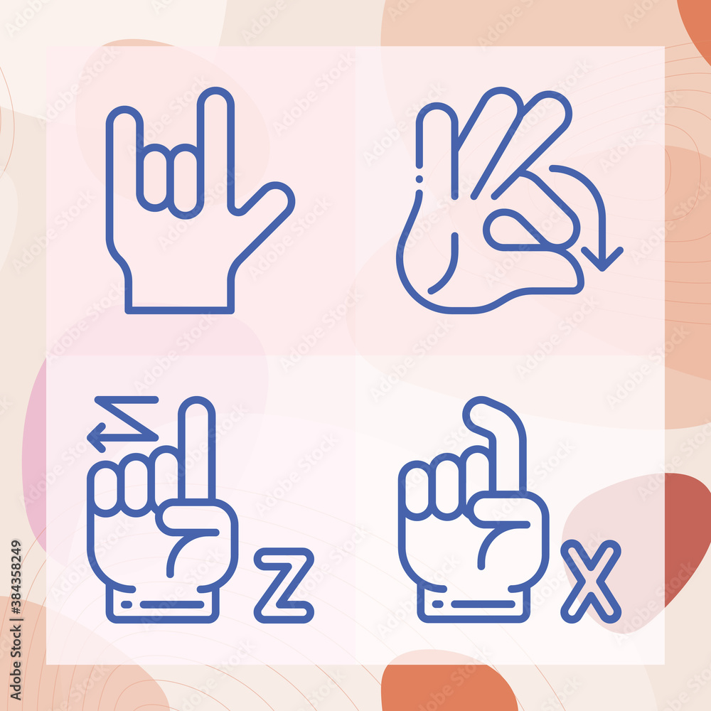 Fototapeta premium Simple set of capital letter related lineal icons