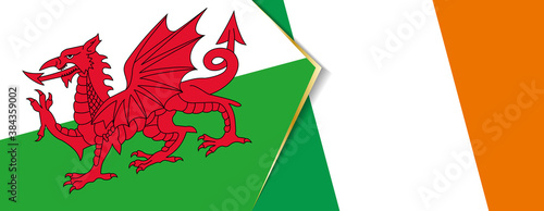 Wales and Ireland flags, two vector flags.