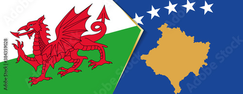 Wales and Kosovo flags, two vector flags.