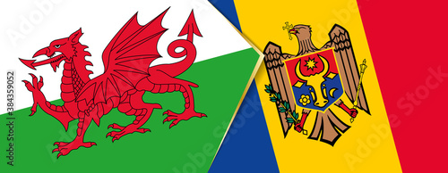 Wales and Moldova flags, two vector flags.