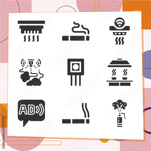 Simple set of 9 icons related to mirrors