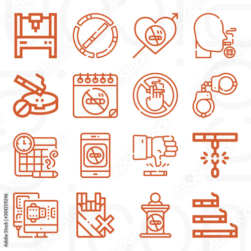 16 pack of cessation  lineal web icons set