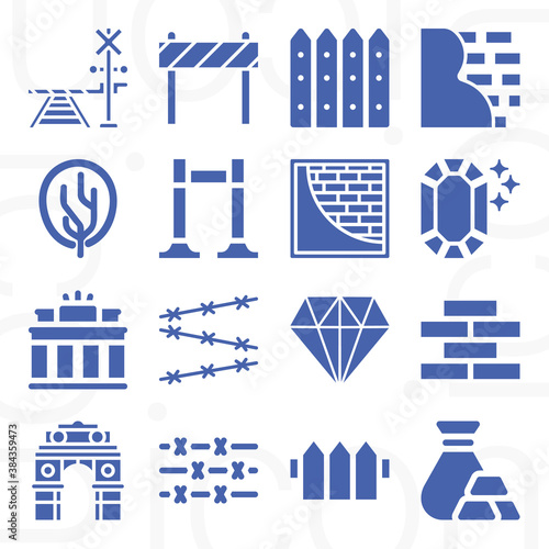 16 pack of fence  filled web icons set