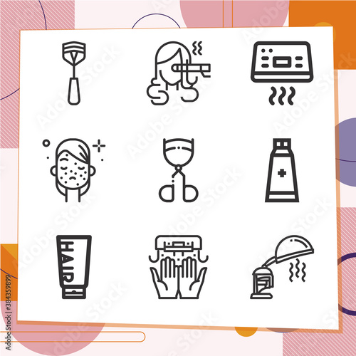 Simple set of 9 icons related to scalp