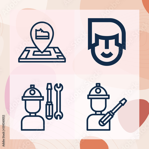 Simple set of representing related lineal icons