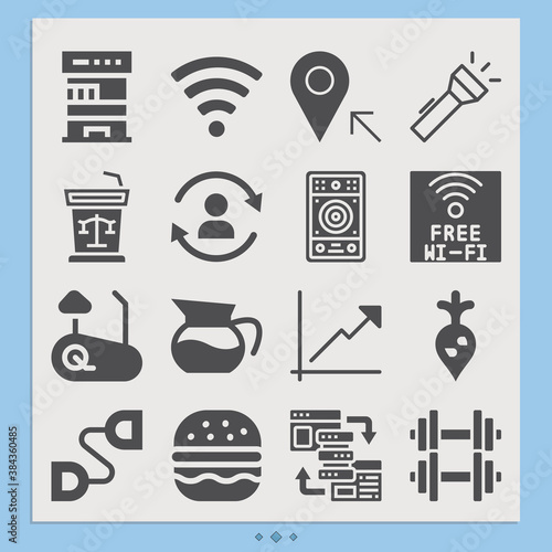 Simple set of flow related filled icons.