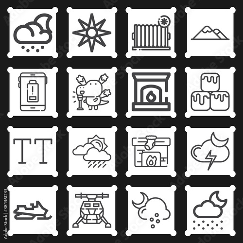16 pack of precipitation  lineal web icons set