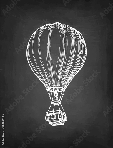 Chalk sketch of hot air balloon.