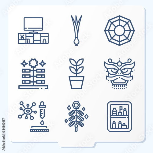 Simple set of 9 icons related to china