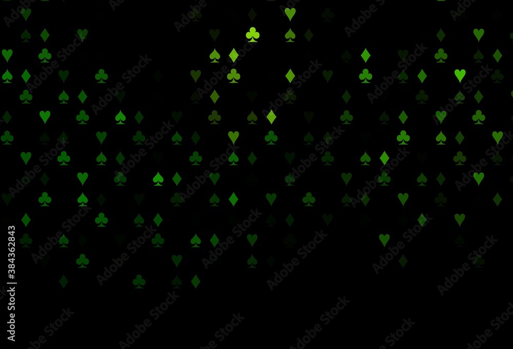 Dark Green vector pattern with symbol of cards.