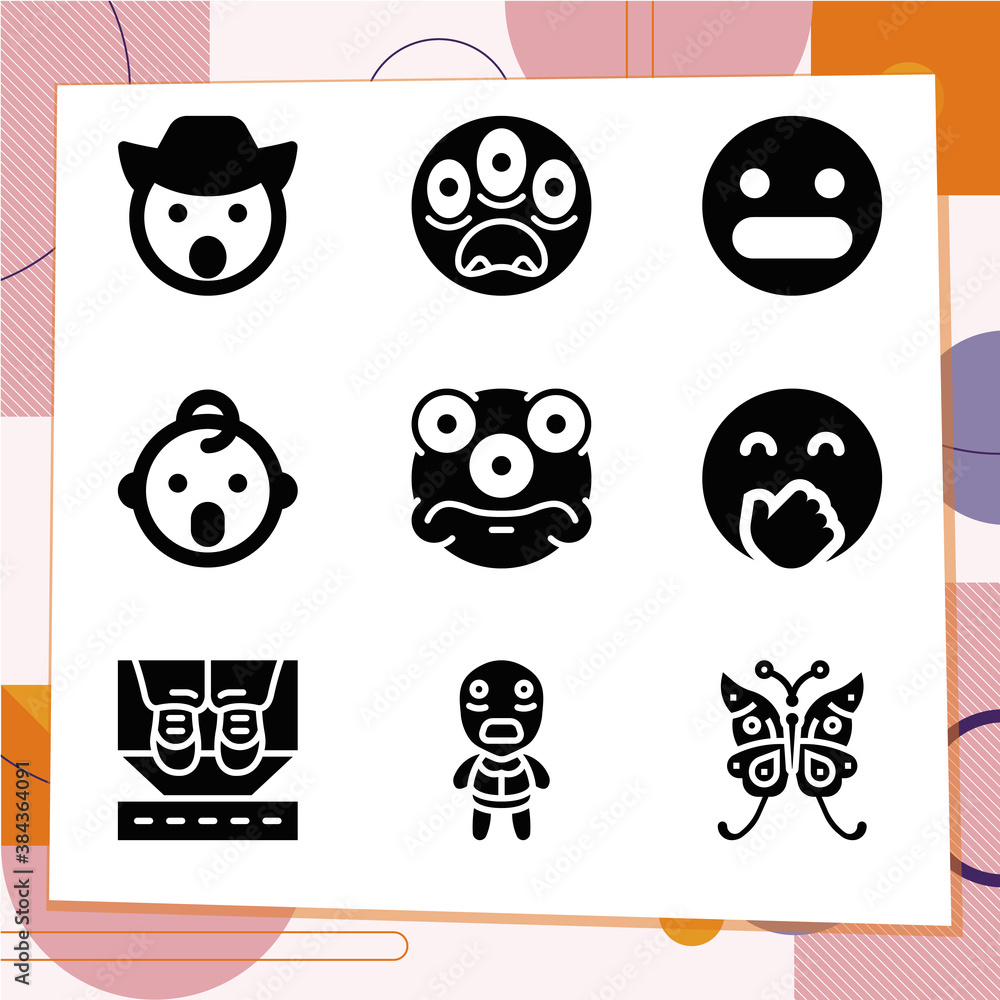 Simple set of 9 icons related to shocked Simple set of 9 icons related to shocked