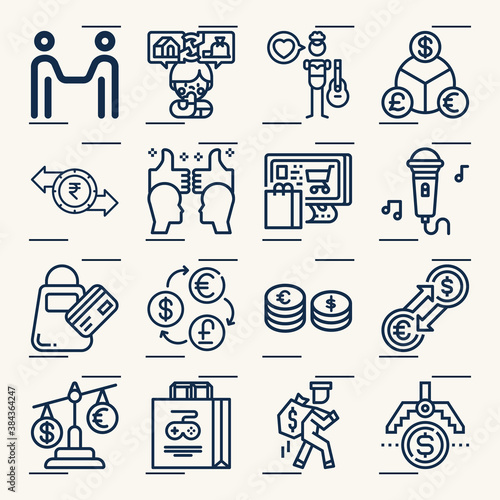 Simple set of bargain related lineal icons.