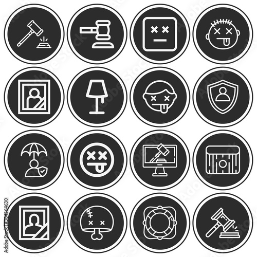 16 pack of dying  lineal web icons set
