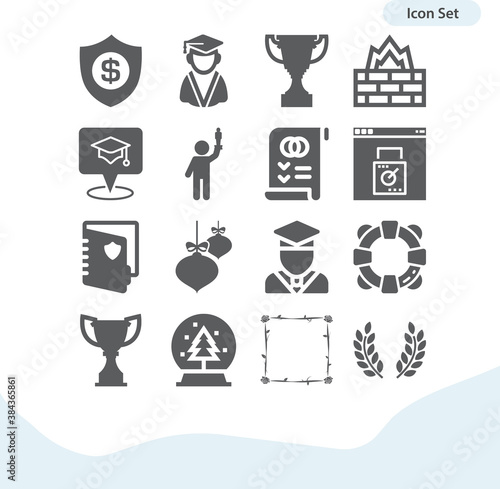 Simple set of certificate related filled icons.