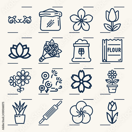 Simple set of fluoride related lineal icons.