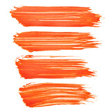 Set of bright red paint brush strokes