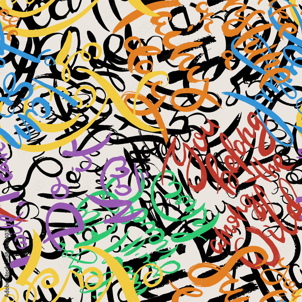 Obraz premium Graffiti background seamless pattern. Hand style tagging