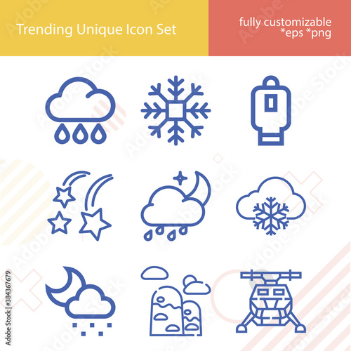 Simple set of come down related lineal icons.