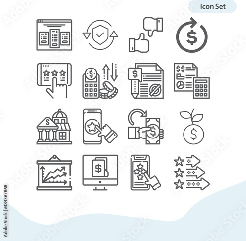 Simple set of valuation related lineal icons.