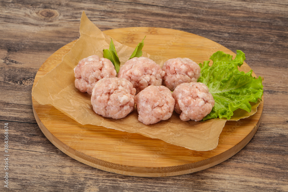 Homemade raw pork minced meatball for cooking Homemade raw pork minced meatball for cooking