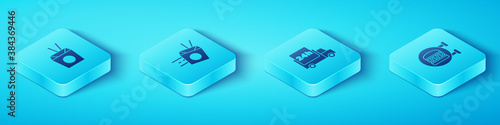Set Isometric Asian noodles and chopsticks, Online ordering delivery, burger and Fast by car icon. Vector.