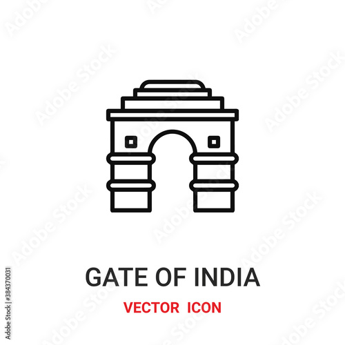 Gate of India vector icon. Modern, simple flat vector illustration for website or mobile app. Gate symbol, logo illustration. Pixel perfect vector graphics	