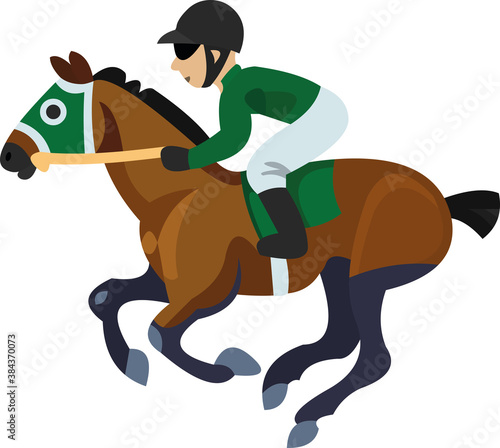 Vector illustration of galloping jockey emoticon, horsemanship concept