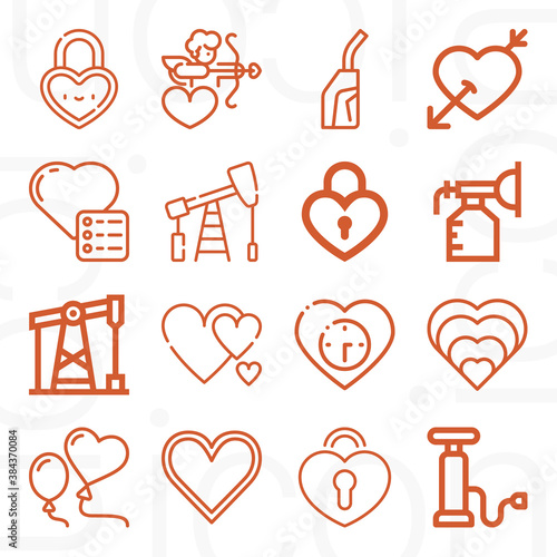 16 pack of cardiac valve  lineal web icons set