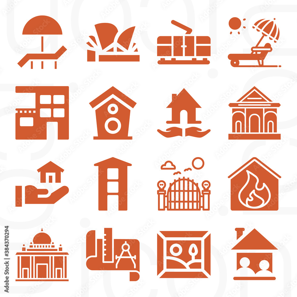 16 pack of porch  filled web icons set