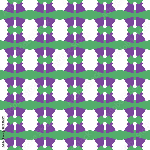 Vector seamless pattern texture background with geometric shapes  colored in purple  green  white colors.