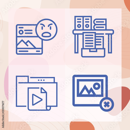 Simple set of filing cabinet related lineal icons