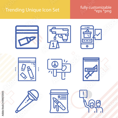 Simple set of demonstrate related lineal icons.
