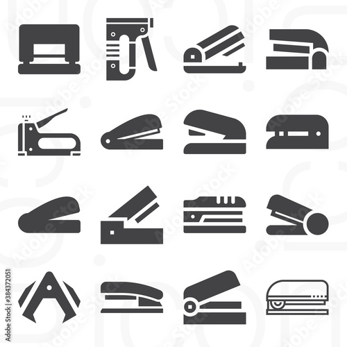 16 pack of stapler  filled web icons set