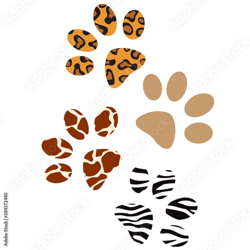 Print Hand-drawing silhouette animal paw. Element for design.