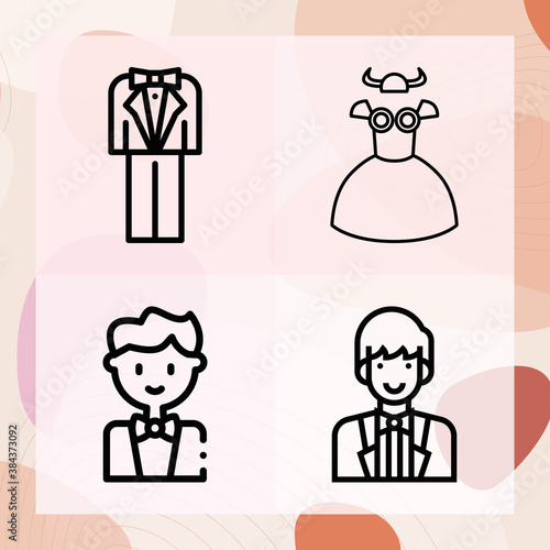 Simple set of correspond related lineal icons