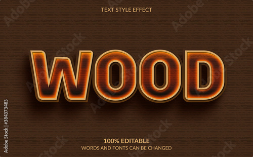 Editable Text Effect, Burning Wood Text Style