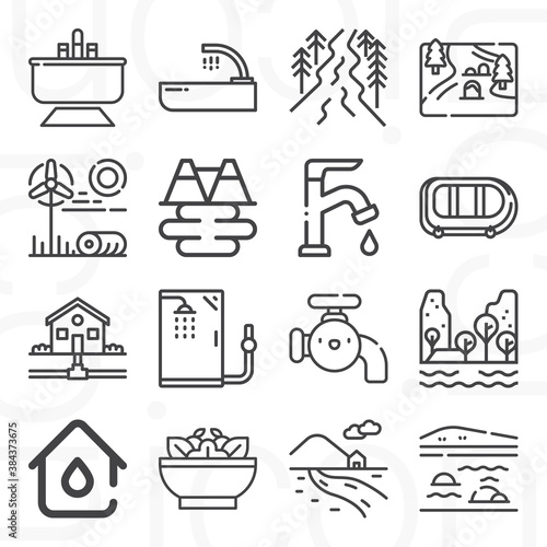16 pack of watershed  lineal web icons set