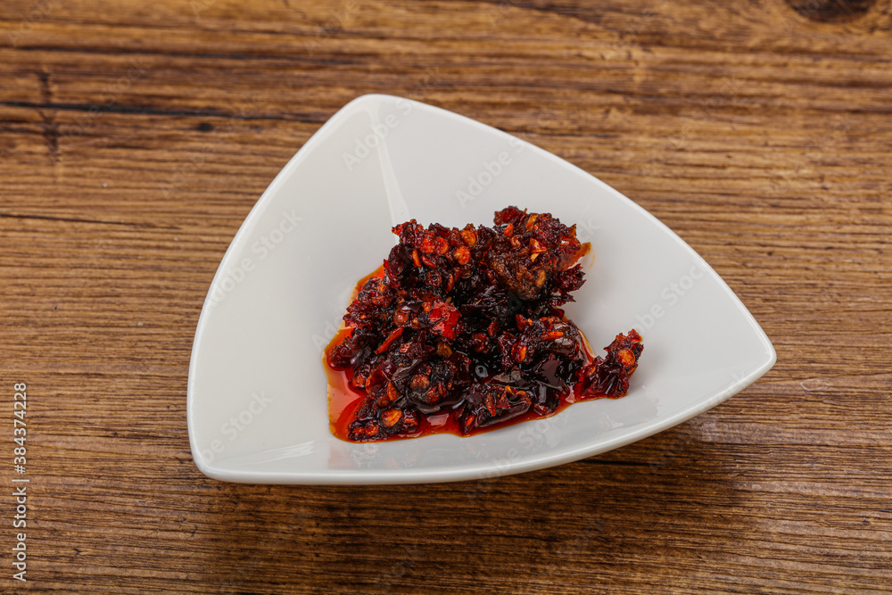 Fried chili pepper sauce with oil Fried chili pepper sauce with oil