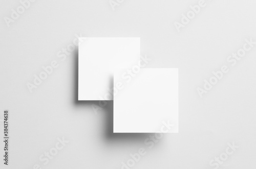 Square Flyer / Invitation Mock-Up - Two Floating Overlapping Flyers