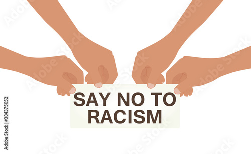 Say no to racism concept. various nations hands. vector