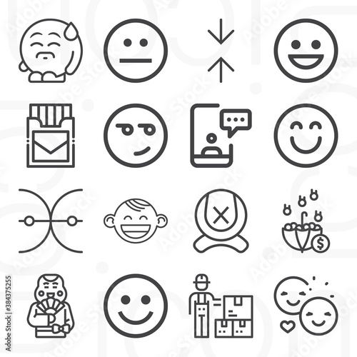 16 pack of happen  lineal web icons set