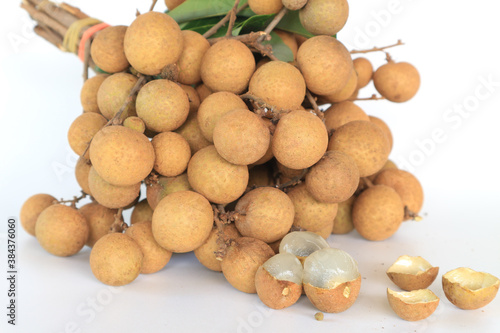 Fresh longan on white background