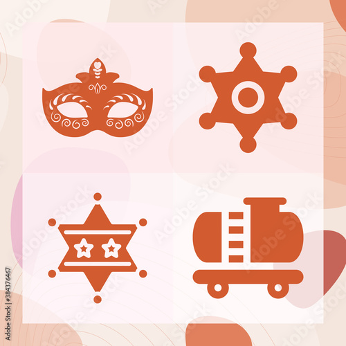 Simple set of cowboy related filled icons