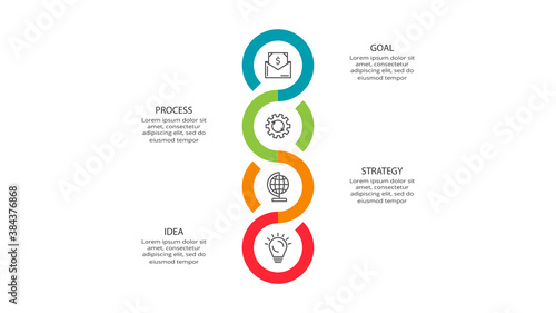 Creative concept for infographic with 4 steps, options, parts or processes. Business data visualization