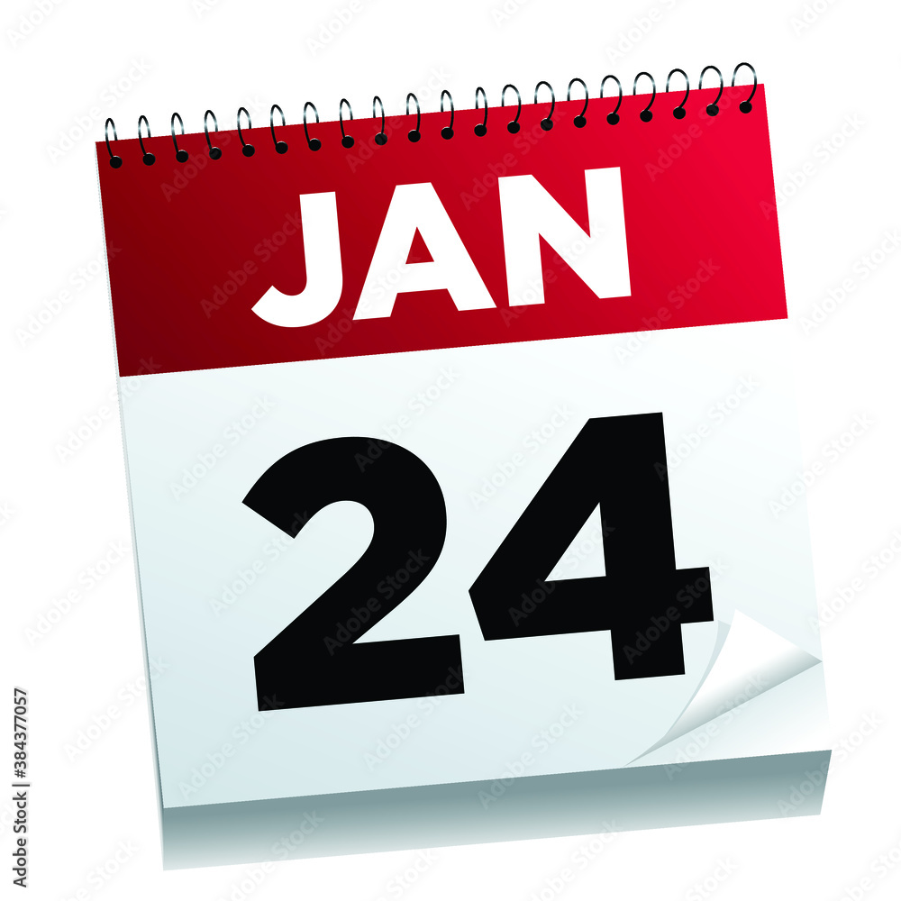 January 24th on a calendar page - illustrated. January 24th on a calendar page - illustrated.
